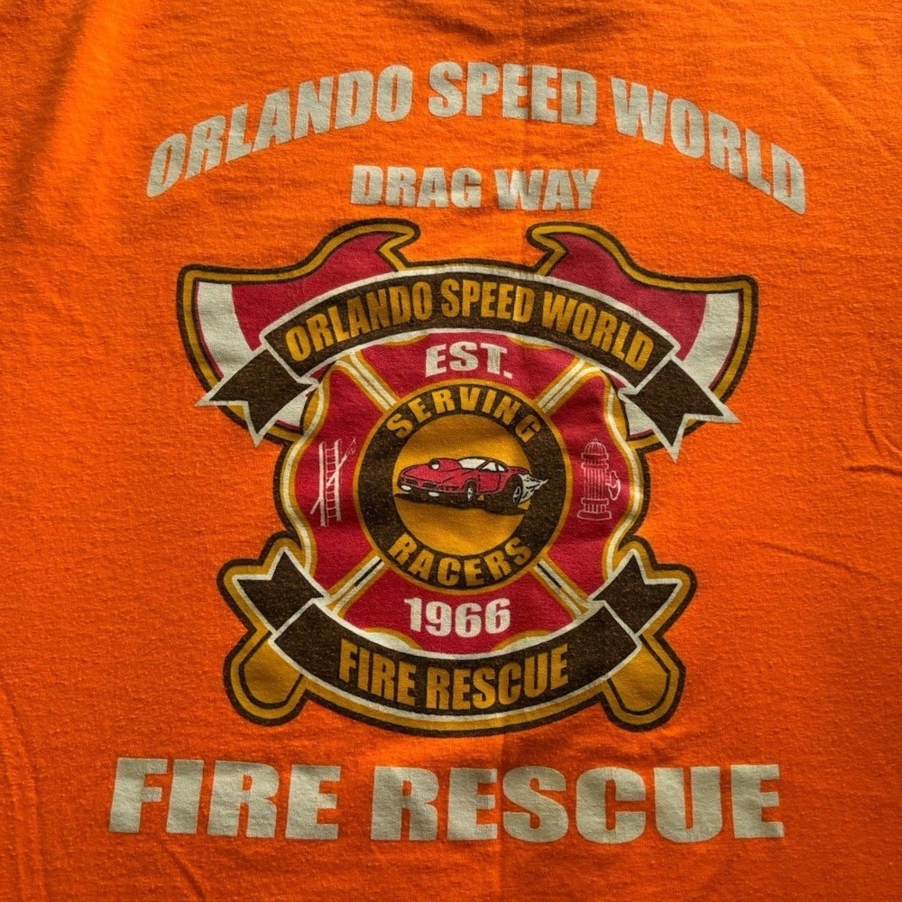 Gildan Orange Orlando Speed World Fire Rescue Graphic Tee